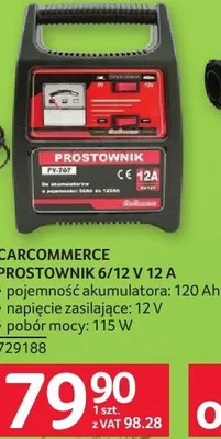 Prostownik CarCommerce 6/12 V 12 A pojemność akumulatora: 120 Ah napięcie zasilające: 12 V pobór mocy: 115 W promocja w Selgros