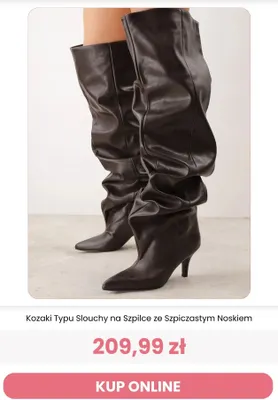 Kozaki typu slouchy na szpilce ze szpiczastym noskiem Renee promocja w Renee