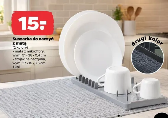 Suszarka do naczyń z matą 2 kolory Netto promocja w Netto