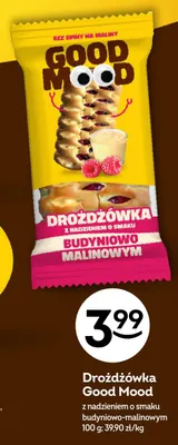 Drożdżówka Good Mood z nadzieniem o smaku budyniowo-malinowym promocja w Żabka
