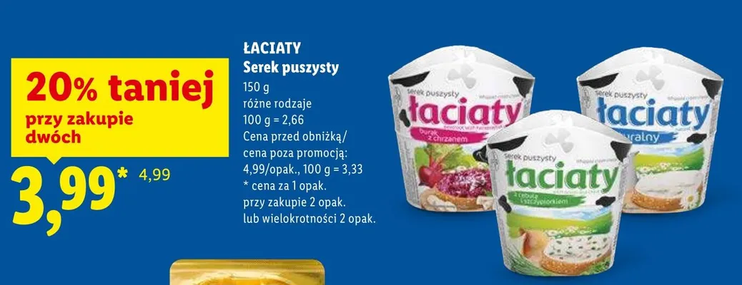 Serek puszysty Łaciaty naturalny promocja w Lidl