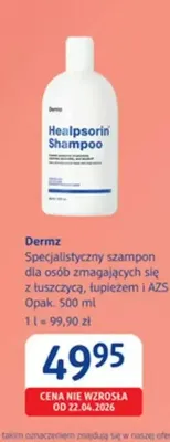 Szampon specjalistyczny Dermz dla osób zmagających się z łuszczycą łupieżem i AZS promocja w Drogerie DM