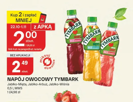 Napój owocowy jabłko-arbuz Tymbark promocja w Chorten