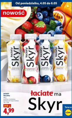 Skyr pitny truskawkowy jogurt pitny Łaciaty promocja w Lidl