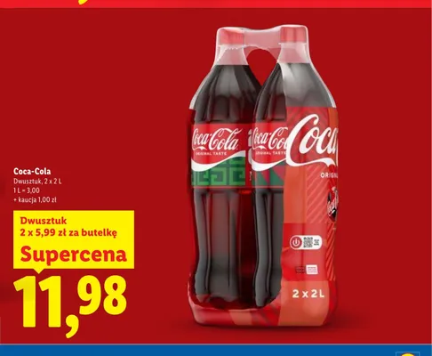 Napój gazowany Coca-Cola 2-pak 2l promocja w Lidl
