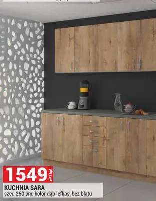 Kuchnia Sara szer. 260cm kolor dąb lefkas bez blatu promocja w Merkury Market