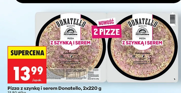 Pizza z szynką i serem Donatello promocja w Biedronka