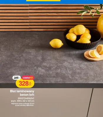 Blat laminowany beton loft, wym. 305 x 62 x 3,8 cm promocja w Castorama
