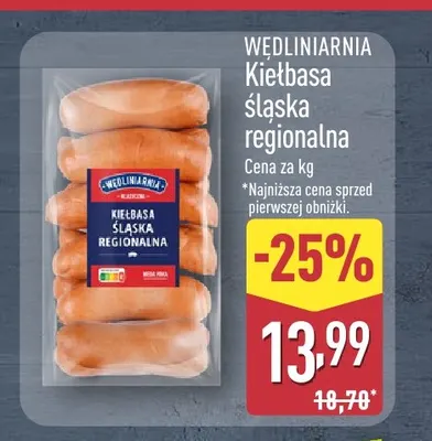 Kiełbasa śląska regionalna Wędliniarnia promocja w Aldi
