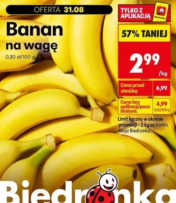Banany na wagę promocja w Biedronka