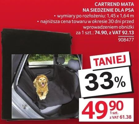 Mata Cartrend na siedzenie dla psa promocja w Selgros