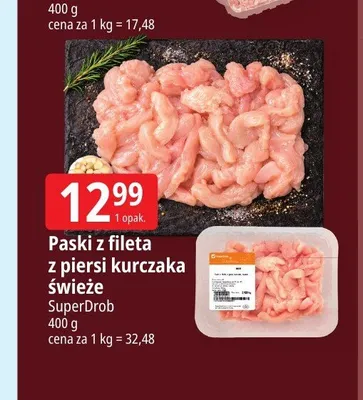 Paski z fileta z piersi kurczaka świeże SuperDrob promocja w Leclerc