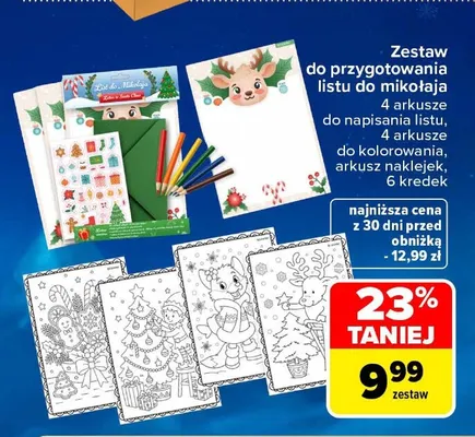 Zestaw do przygotowania listu do mikołaja promocja w Carrefour