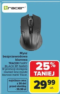 Mysz bezprzewodowa biurowa TRACER FAIRY BLACK RF NANO promocja w Carrefour