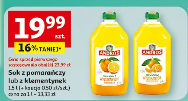 Sok z pomarańczy lub z klementynek promocja w Auchan