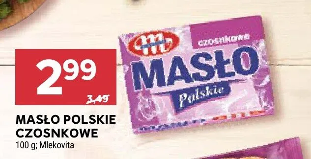 Masło polskie czosnkowe Mlekovita promocja w Stokrotka