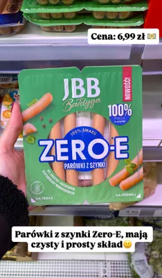 Parówki z szynki Zero-E Jbb promocja w Dino