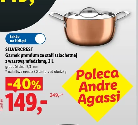 Garnek premium ze stali szlachetnej z warstwą miedzianą 3 l Silvercrest promocja w Lidl