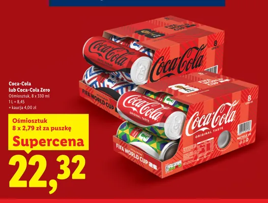 Napój gazowany Coca-Cola Zero Sugar 8-pak promocja w Lidl