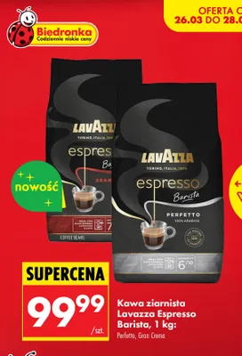 Kawa ziarnista espresso Barista Gran Crema 1 kg promocja w Biedronka