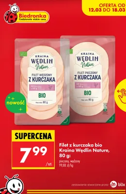 Filet wędzony z kurczaka bio promocja w Biedronka