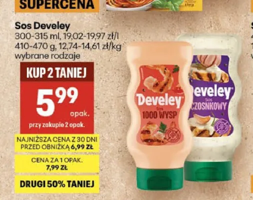 Sos 1000 Wysp Develey promocja w Delikatesy Centrum