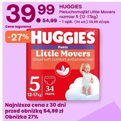 Pieluchomajtki little movers rozmiar 5 (12-17kg) promocja w Frisco
