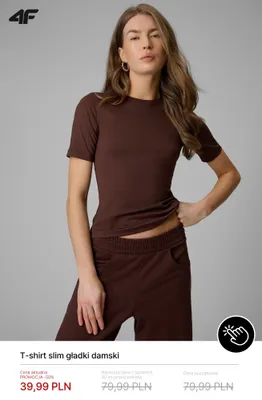 T-shirt slim gładki damski 4F promocja w 4F