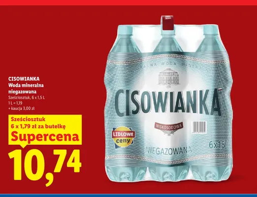 Woda mineralna niegazowana Cisowianka 6-pak promocja w Lidl