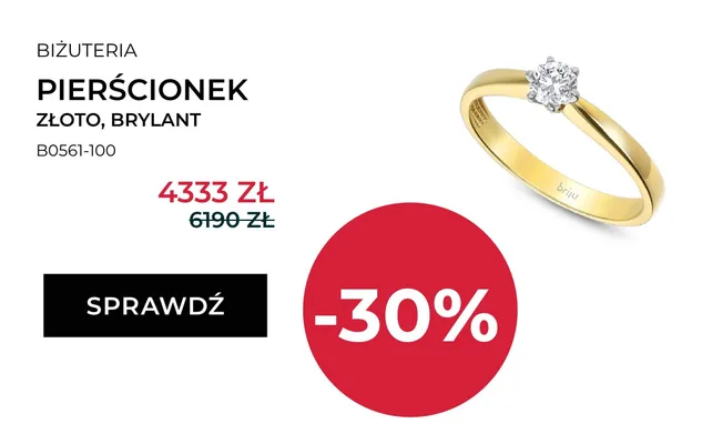 Pierścionek Briju złoto brylant B0561-100 promocja w Briju