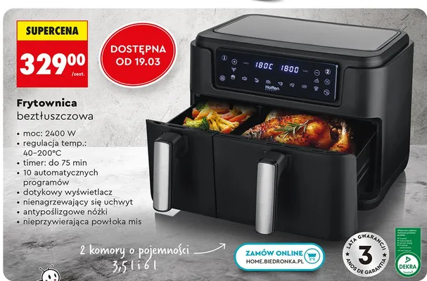 Frytownica beztłuszczowa, 2400 W promocja w Biedronka