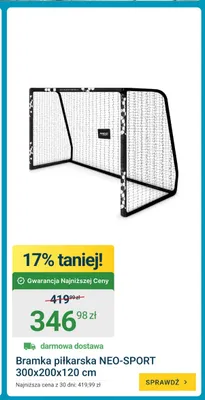 Bramka piłkarska NEO-SPORT 300x200x120 cm promocja w ERLI