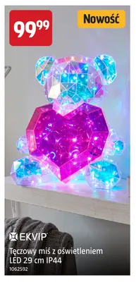 Tęczowy miś z oświetleniem LED 29 cm IP44 Ekvip promocja w Jula