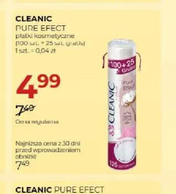 Płatki kosmetyczne Cleanic Pure Effect promocja w Drogerie Jawa