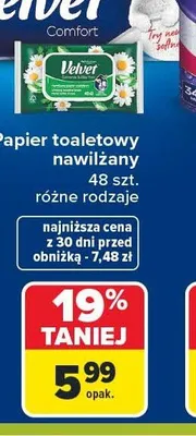 Papier toaletowy nawilżany Velvet promocja w Carrefour Market