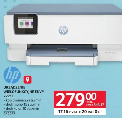 Drukarka URZĄDZENIE WIELOFUNKCYJNE ENVY 7221E HP 962237 promocja w Selgros