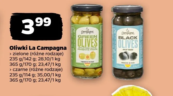 Oliwki La Campagna zielone promocja w Netto