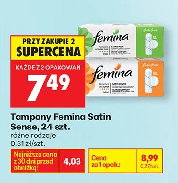 Tampony Satin Sense różne rodzaje promocja w Biedronka