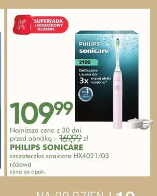 Szczoteczka soniczna HX4021/03 różowa Philips Sonicare promocja w Super-Pharm