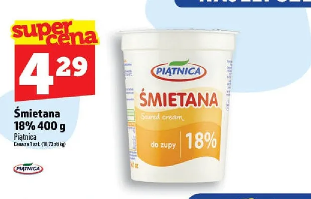 Śmietana 18% Piątnica promocja w TOPAZ