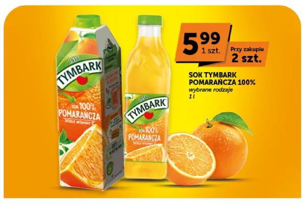 Sok Tymbark pomarańcza 100% promocja w ABC