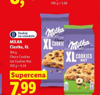 Ciastka XL Cookies Nut Milka promocja w Lidl