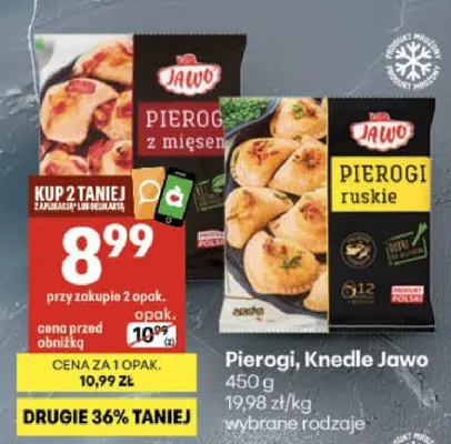 Pierogi ruskie Jawo promocja w Delikatesy Centrum