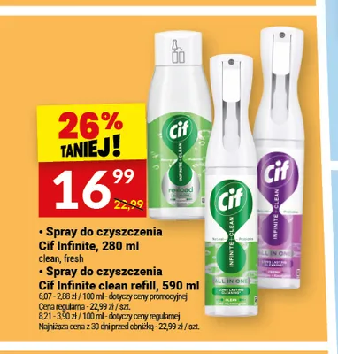 Spray do czyszczenia Cif Infinite fresh promocja w Twój Market