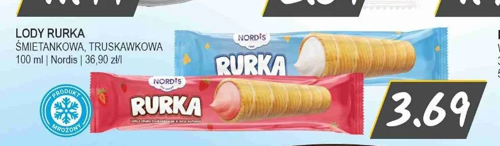Lody rurka Nordis śmietankowa promocja w Słoneczko
