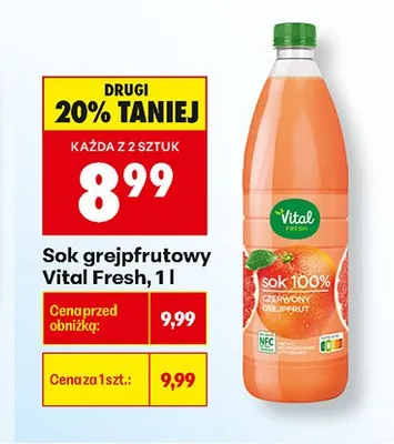 Sok grejpfrutowy Vital Fresh promocja w Biedronka