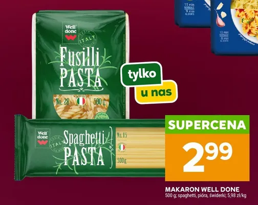 Makaron Well Done spaghetti promocja w Stokrotka