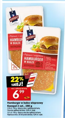Hamburger w bułce wieprzowy Konspol promocja w Twój Market