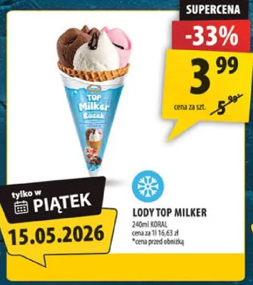 Lody Top Milker Koral promocja w Arhelan