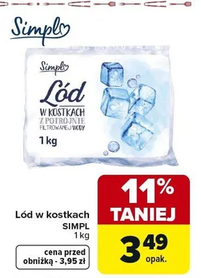 Lód w kostkach 2-potrójnie filtrowane i wody promocja w Carrefour Market